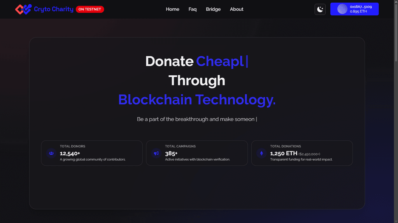 Crypto Charity Hub V.2 project preview
